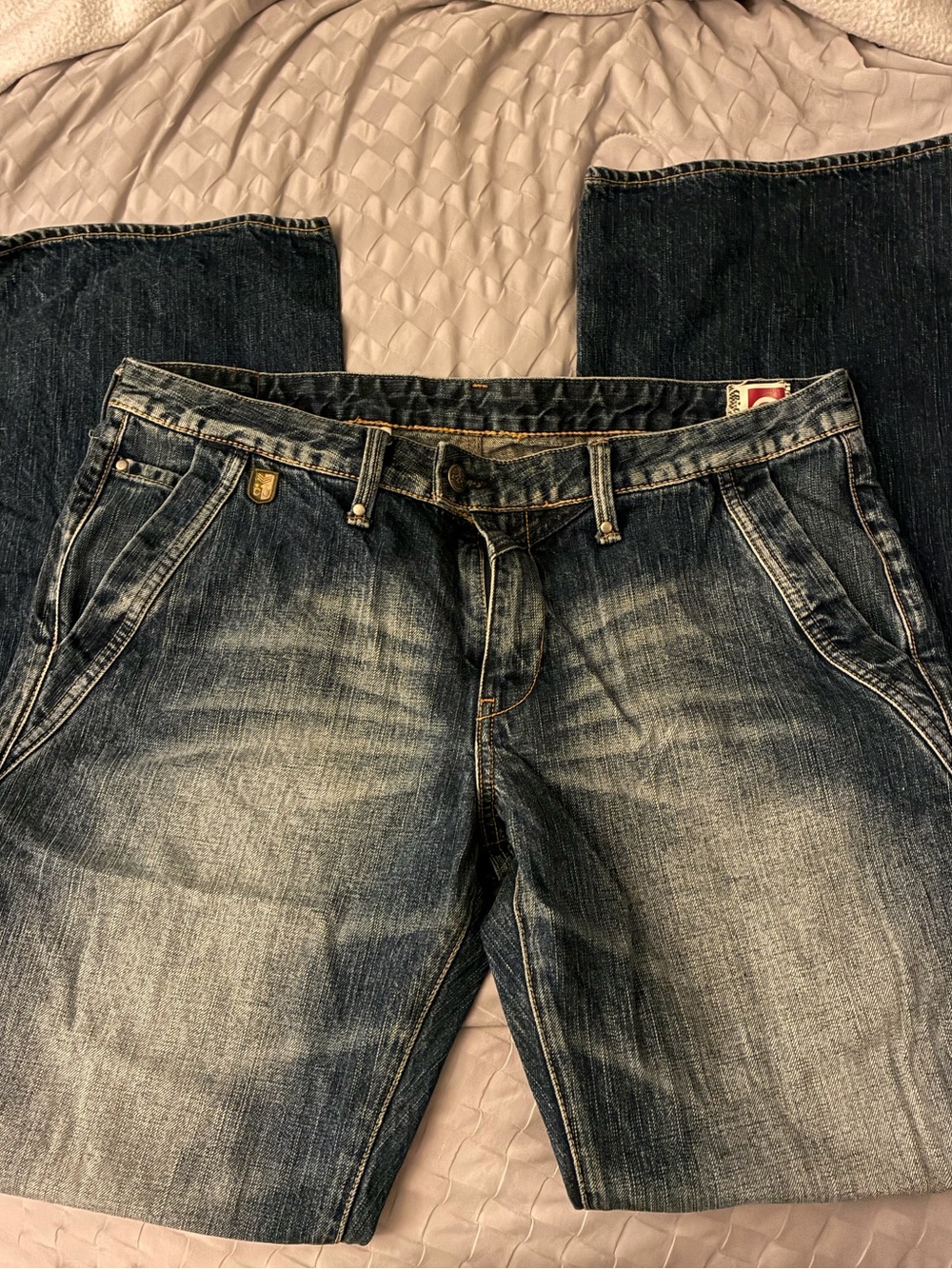 Vintage Cracker brand Relaxed Fit Men's Washed Blue Jeans
